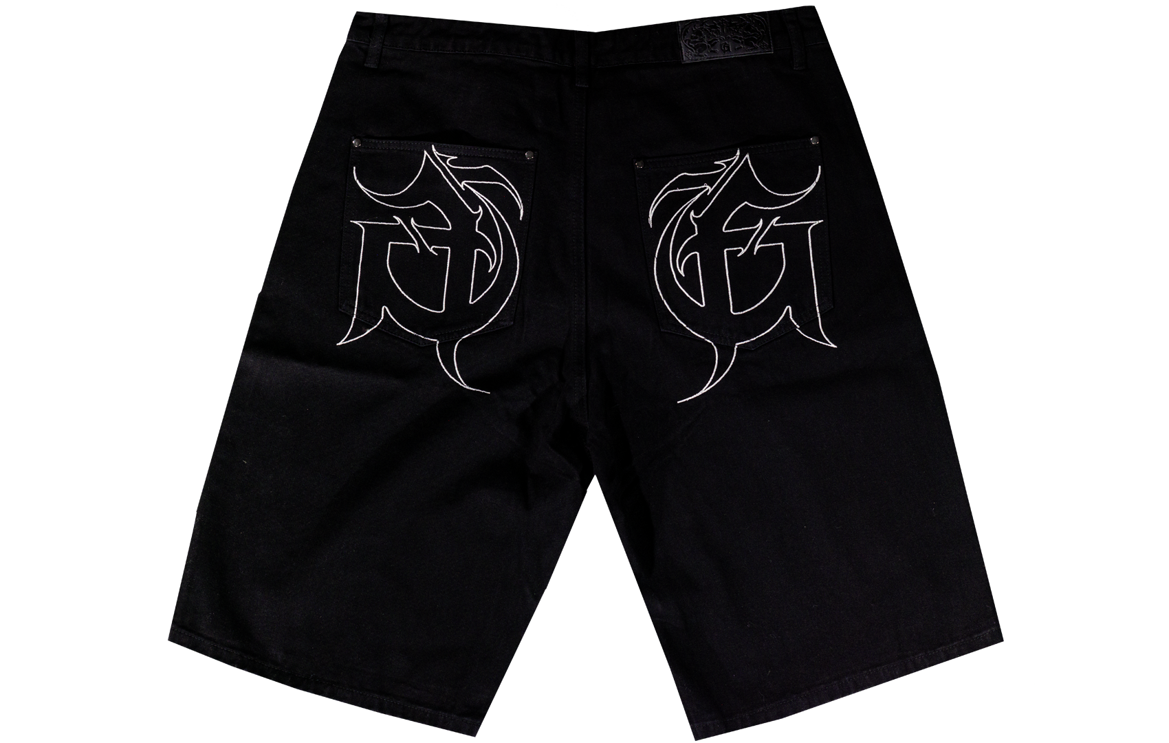 OBSIDIAN BLACK BAGGY LOGO JORTS
