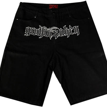 OBSIDIAN BLACK BAGGY LOGO JORTS